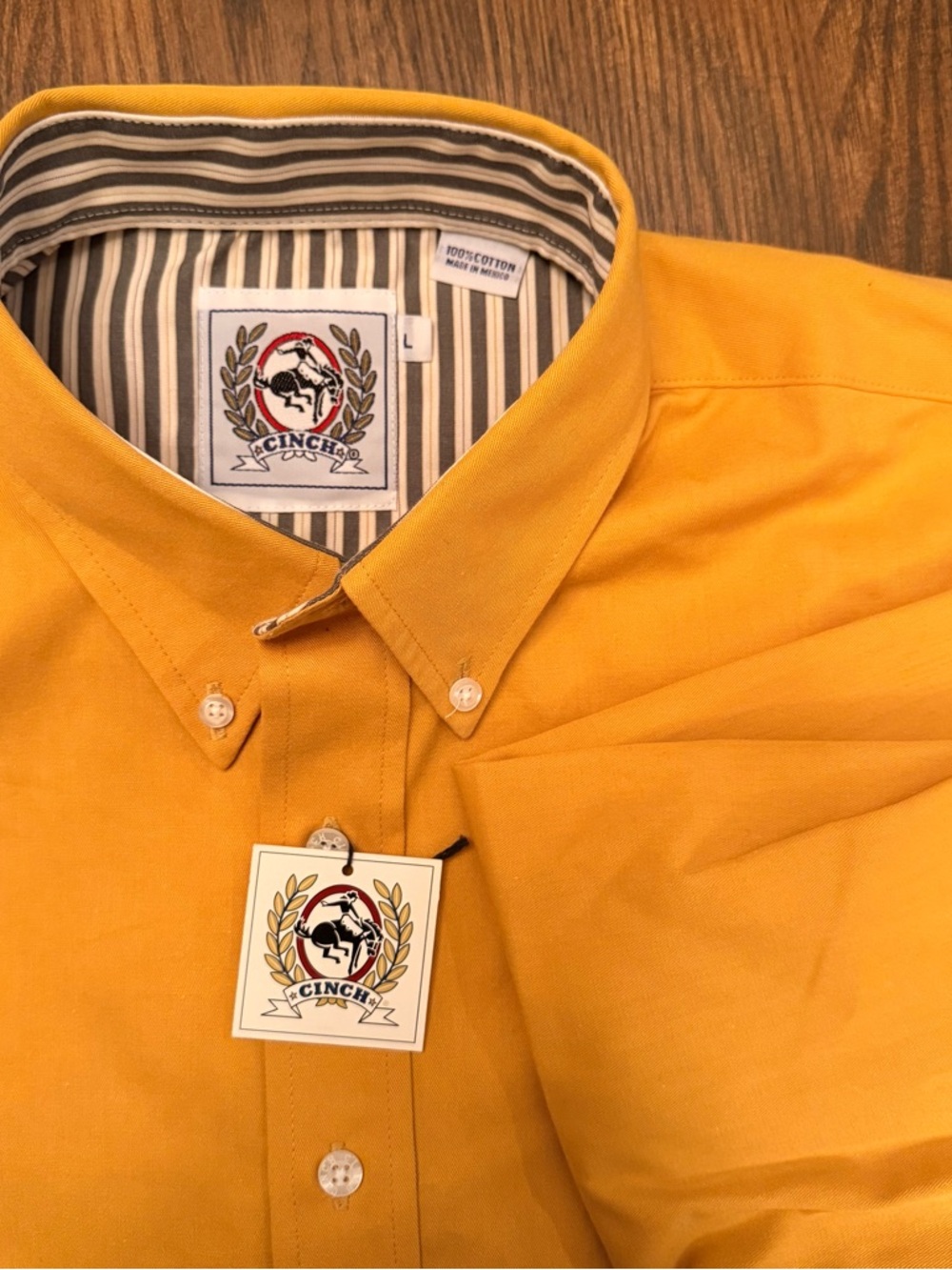 Cinch Men's long sleeve Button-Down Shirt - Mustard Yellow western shirt. Sz Lrg